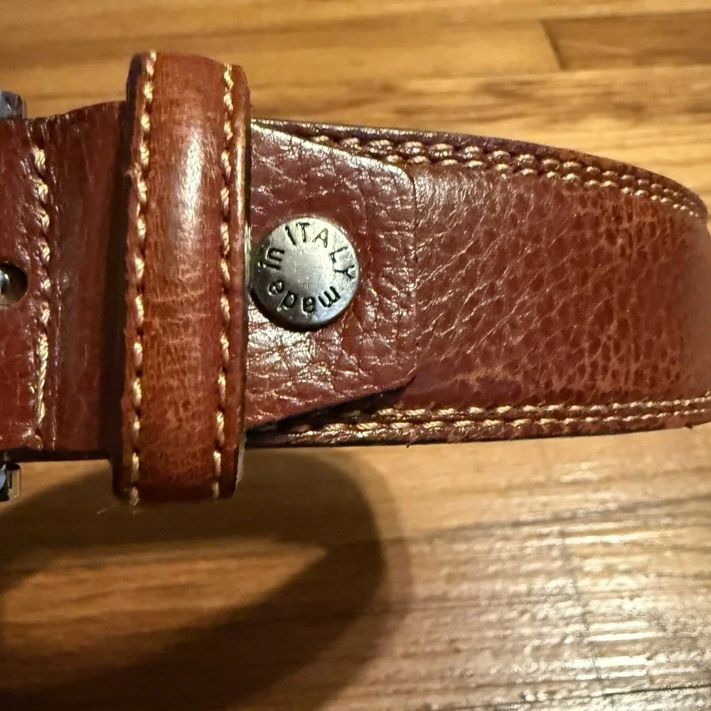 ALTA MODA Patina Tan Italian Leather‎ Belt 42